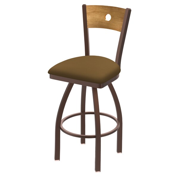 25" Swivel Counter Stool, Bronze Finish, Med Back, Canter Saddle Seat